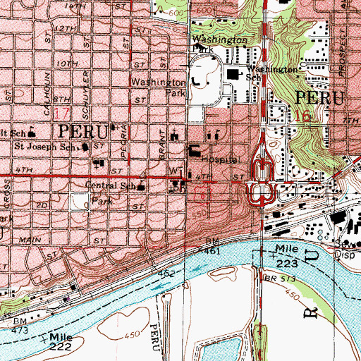 Topographic Map of Peru Post Office, IL