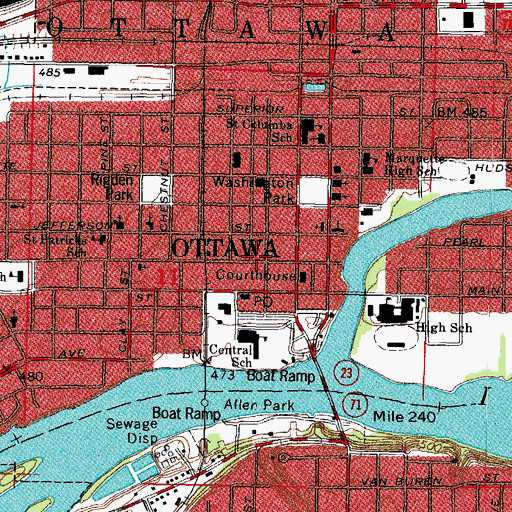 Topographic Map of Rybury Hospital (historical), IL