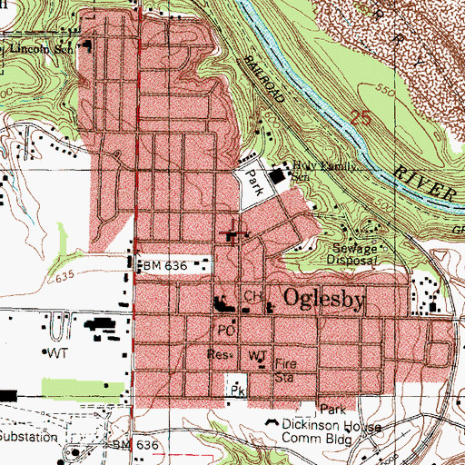 Topographic Map of Sacred Heart Roman Catholic Church, IL
