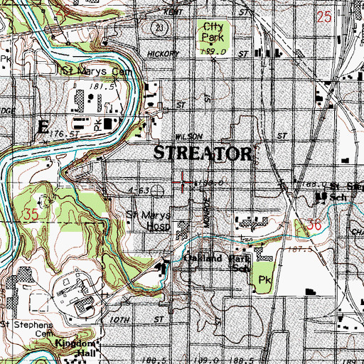 Topographic Map of Saint Anthonys School, IL