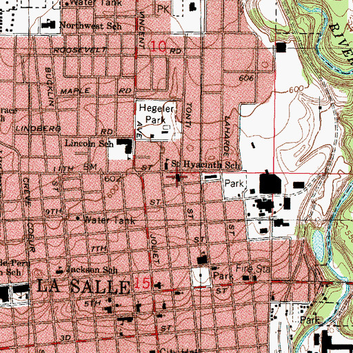 Topographic Map of Saint Hyacinths Roman Catholic Church, IL