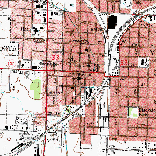 Topographic Map of Saint Johns Lutheran Church, IL