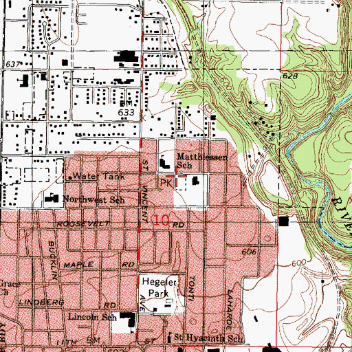 Topographic Map of Saint Marys Park, IL