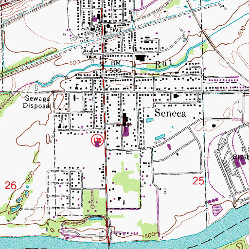 Topographic Map of Seneca High School, IL