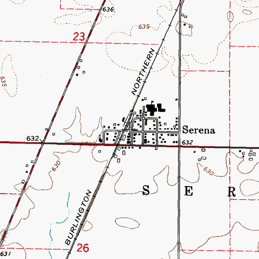 Topographic Map of Serena Post Office, IL