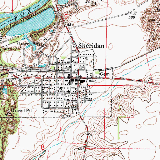 Topographic Map of Sheridan Elementary School, IL