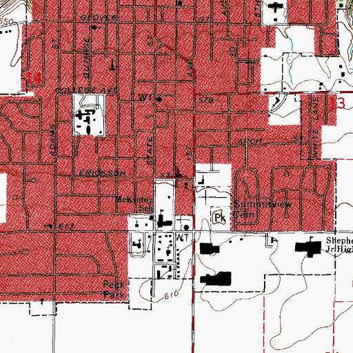 Topographic Map of South Side Christian Church, IL