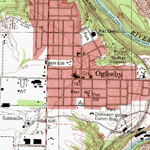 Topographic Map of Washington Elementary School, IL