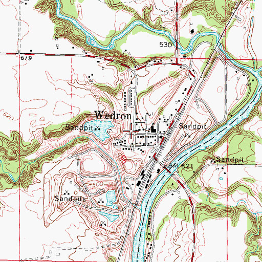 Topographic Map of Wedron Post Office, IL