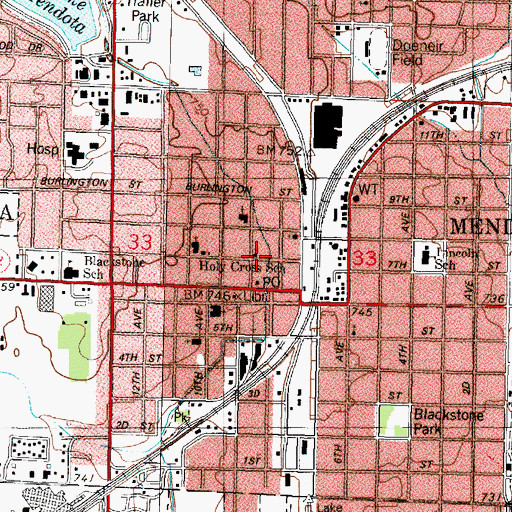 Topographic Map of Zion United Methodist Church, IL