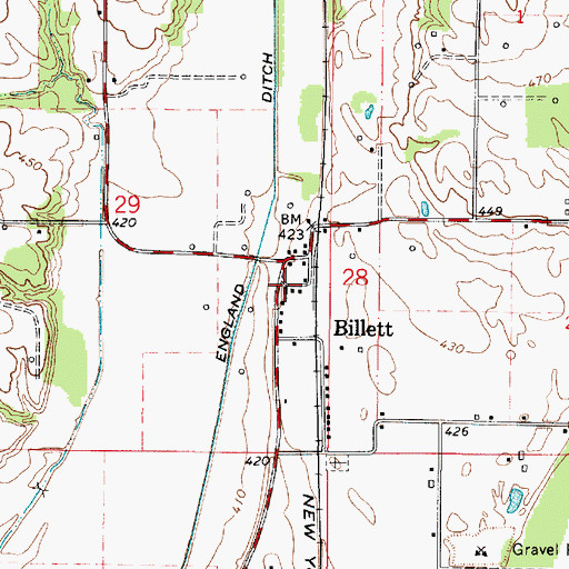 Topographic Map of Billett United Methodist Church, IL