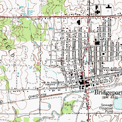 Topographic Map of Bridgeport Church of God, IL