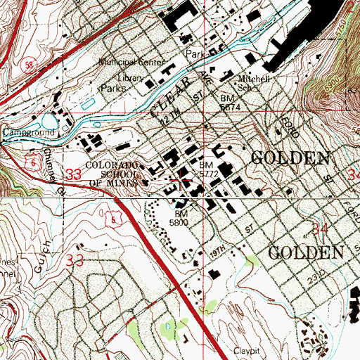 Topographic Map of Colorado School of Mines, CO