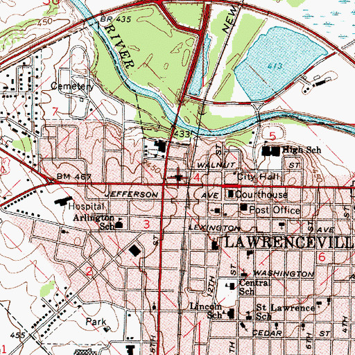 Topographic Map of First Christian Church, IL