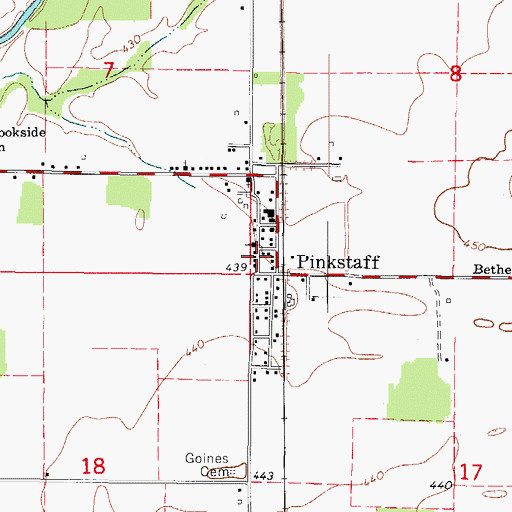 Topographic Map of Pinkstaff Post Office, IL
