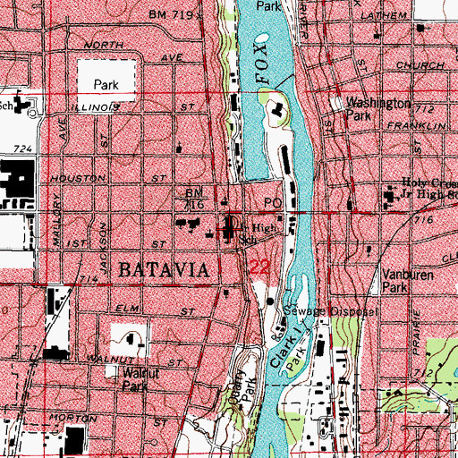 Topographic Map of Batavia Middle School, IL