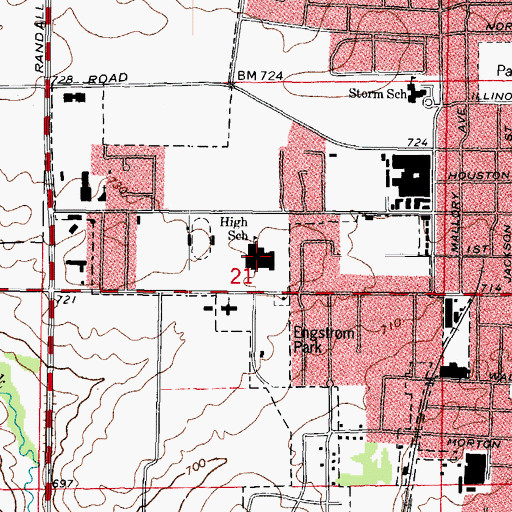 Topographic Map of Batavia Senior High School, IL