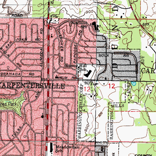 Topographic Map of Bible Baptist Church, IL