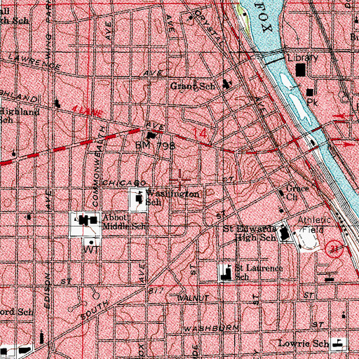 Topographic Map of Big Oak Shopping Center, IL