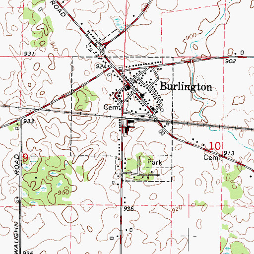 Topographic Map of Burlington Elementary School, IL