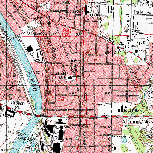 Topographic Map of Calvary Baptist Church, IL