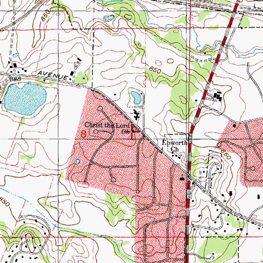 Topographic Map of Christ the Lord Church, IL