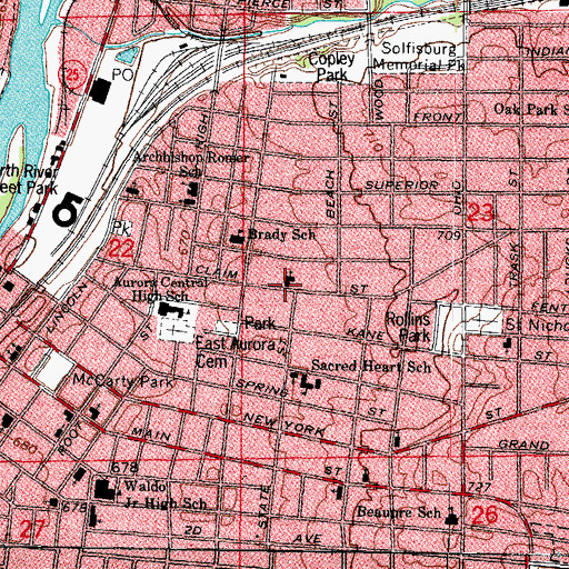 Topographic Map of Claim Street Baptist Church, IL