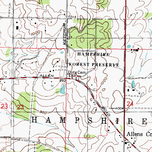 Topographic Map of Doty School (historical), IL