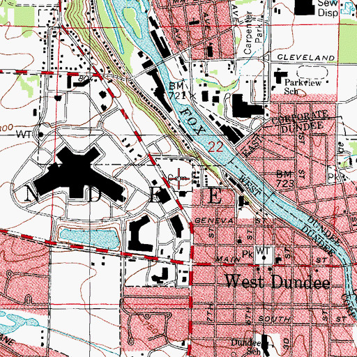 Topographic Map of Dundee Township West Cemetery, IL