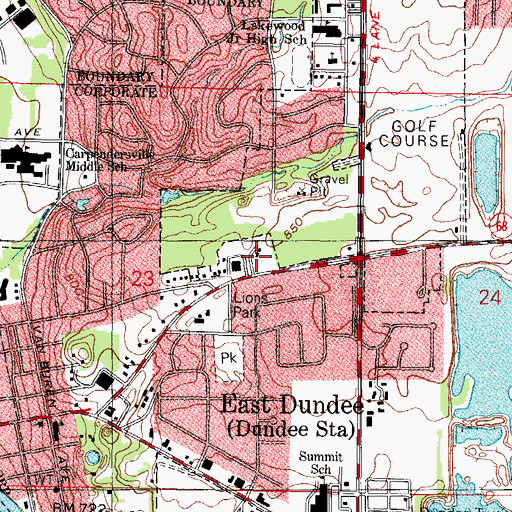 Topographic Map of Dundee Township Recreation and Fitness Center, IL