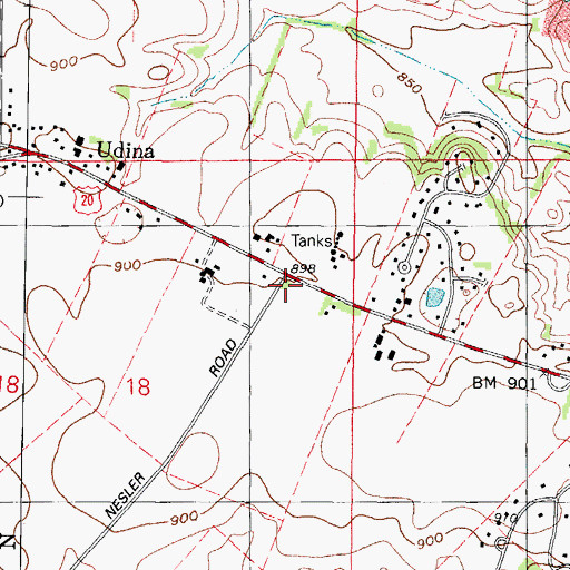 Topographic Map of East Udina School (historical), IL