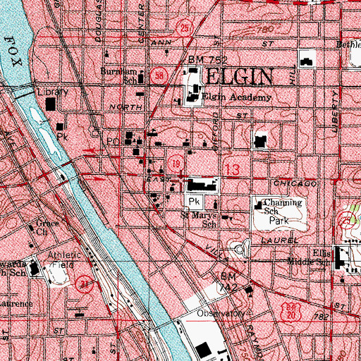 Topographic Map of El Mesias United Methodist Church, IL