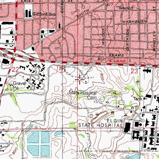 Topographic Map of Elgin Sports Complex, IL