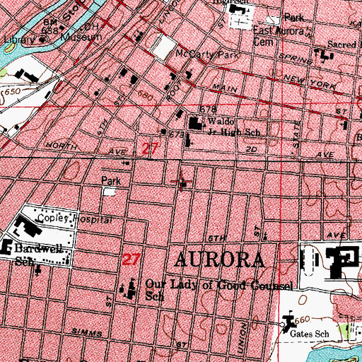 Topographic Map of Emmanuel Evangelical Lutheran Church, IL