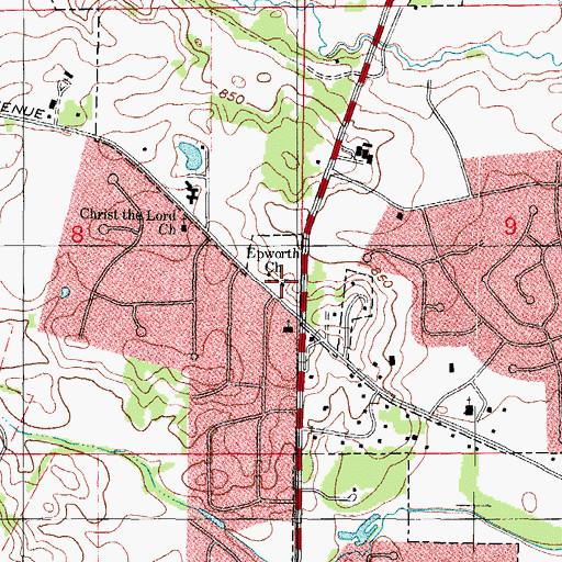 Topographic Map of Epworth Church, IL