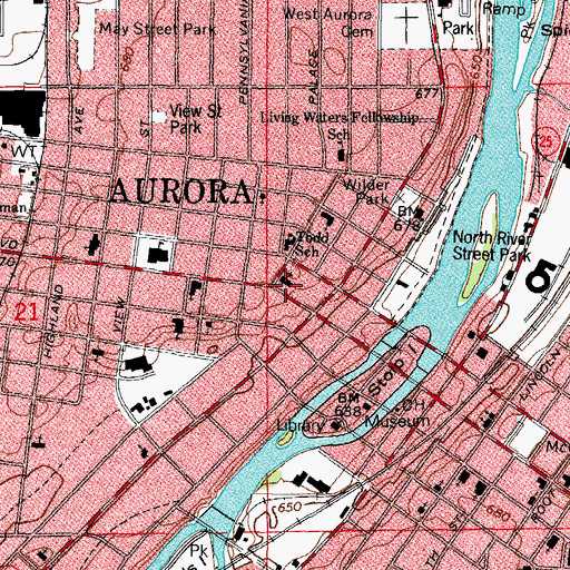 Topographic Map of First Baptist Church, IL