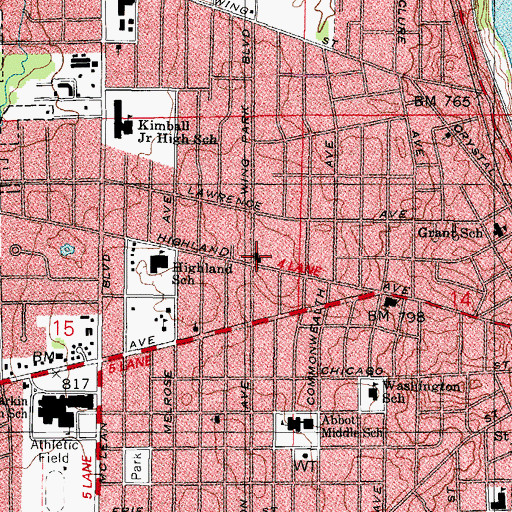 Topographic Map of First Church of Christ, IL