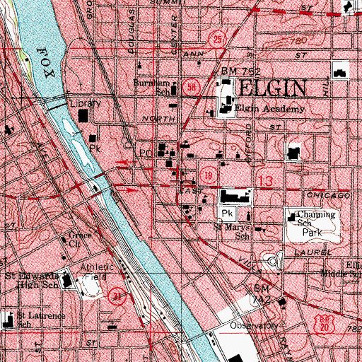 Topographic Map of First Congregational Church, IL