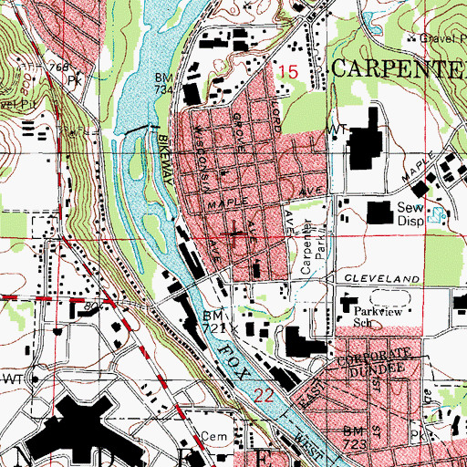Topographic Map of First Congregational Church, IL