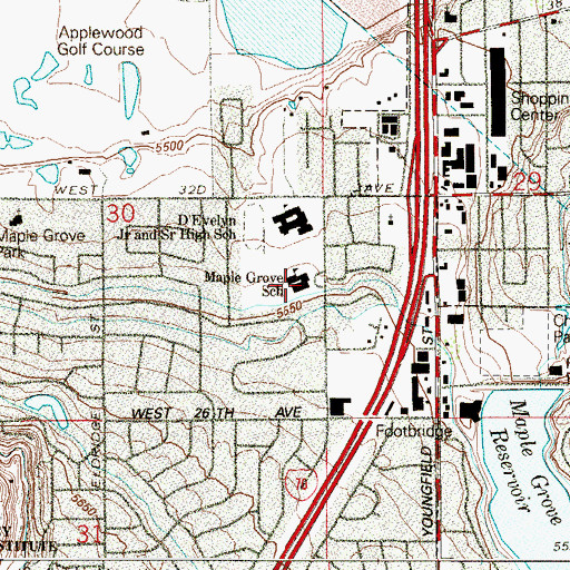 Topographic Map of Maple Grove Elementary School, CO