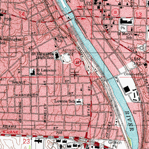 Topographic Map of First Presbyterian Church, IL