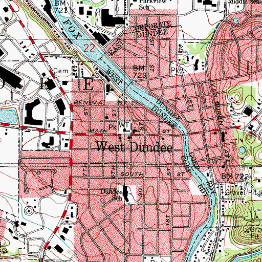 Topographic Map of First United Methodist Church, IL