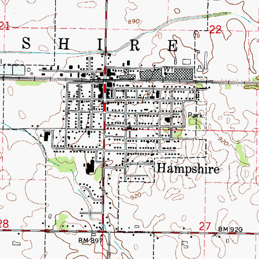 Topographic Map of First United Methodist Church, IL