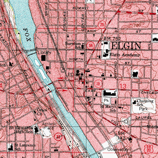 Topographic Map of First United Methodist Church, IL
