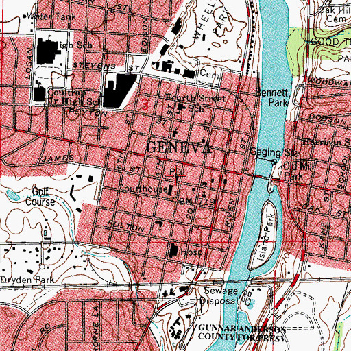 Topographic Map of Geneva Post Office, IL