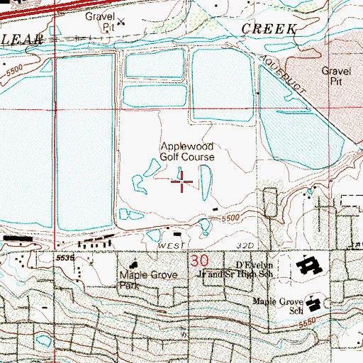 Topographic Map of Applewood Golf Course, CO
