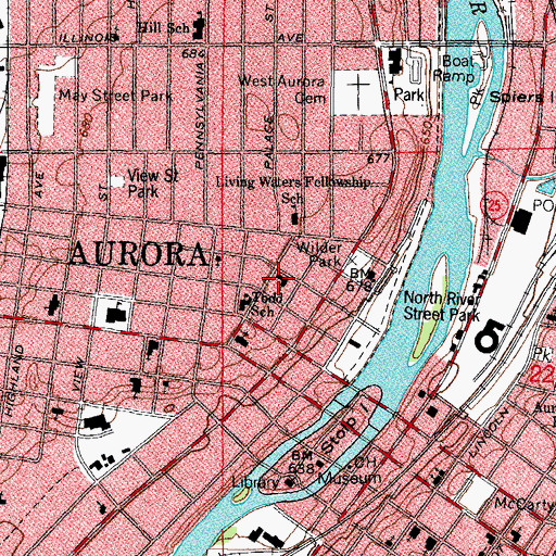 Topographic Map of Grace Lutheran Church, IL