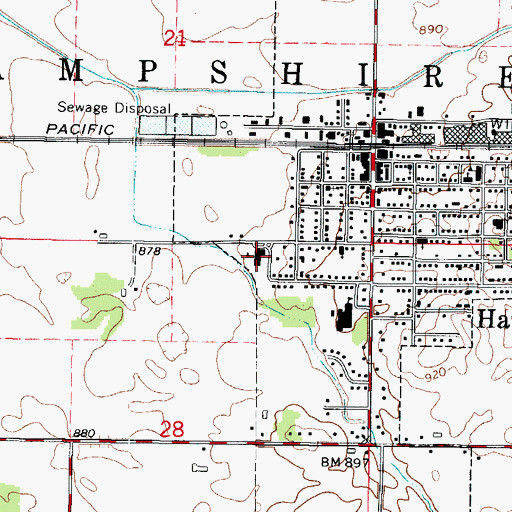 Topographic Map of Hampshire Elementary School, IL