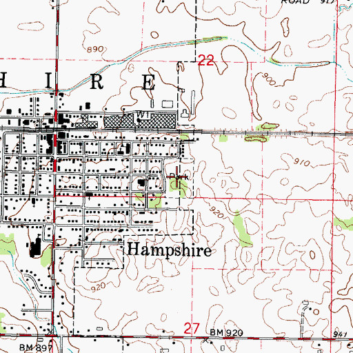 Topographic Map of Hampshire Park, IL