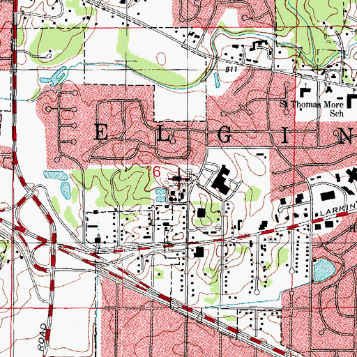 Topographic Map of Hillcrest Elementary School, IL